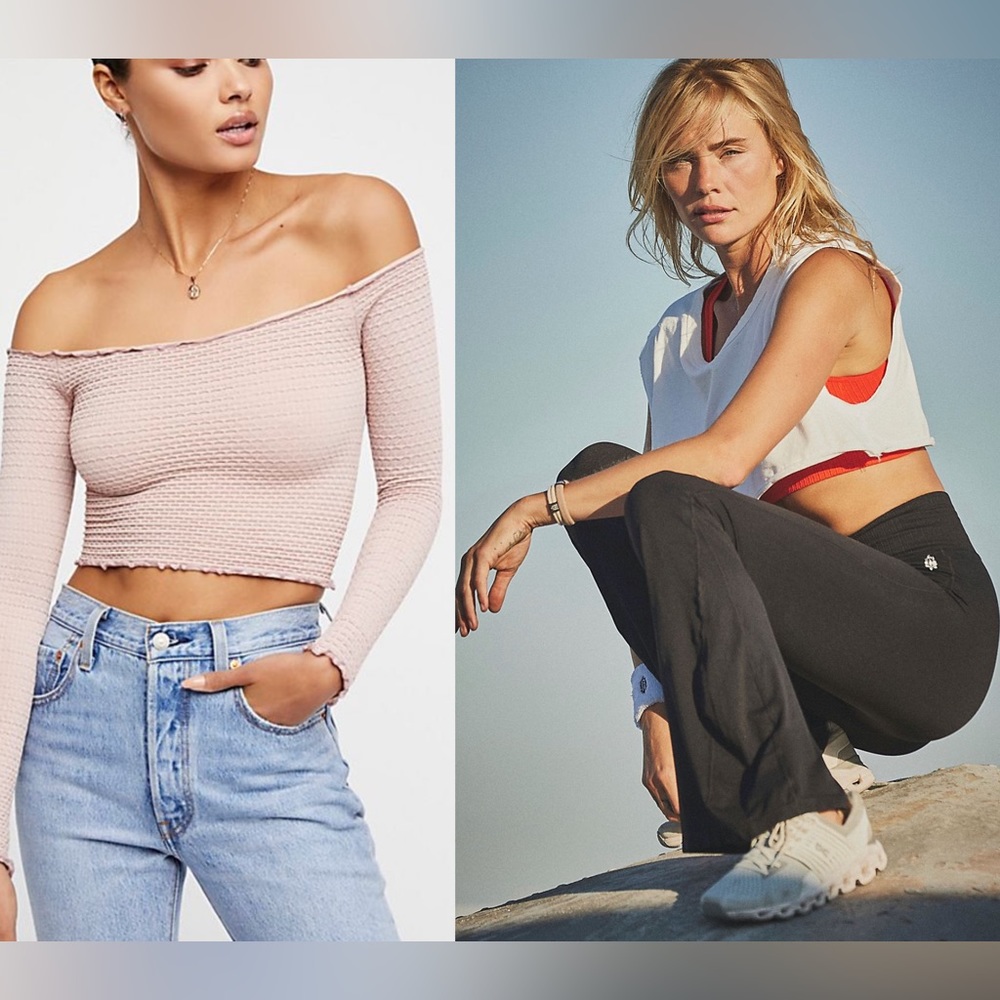 Free People Intimately Off Shoulder Long Sleeve Crop XS/S NEW